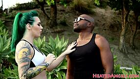 Chubby tattooed emo goth gets bizarre interracial fucking from punk angle