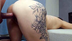 The cheating wife banged her husband's friend in bareback doggystyle with big ass moans while he was out.