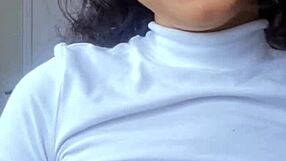 Hot Brazilian brunette with natural breasts asks you to cum for her now