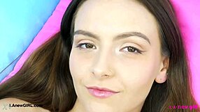 Sweet Teen 18+ Brunette Strips For Sexy Photoshoot Reveal!