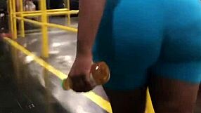 Ebony Thick Booty Struts in Tight Leggings Candidly