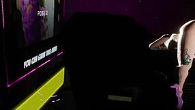 checking out the girl in the garage during sex and cyberpunk vr game adventure