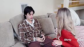 Blackmailing Russian stepmom Anna Kolba over sordid past leads to blowjob and fucking with Elias Cash