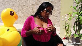 oh no, this huge bbc dildo is way too massive for maxine's tight asian pussy, making her squirt everywhere!