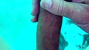 Solo Handjob Session In Outdoor Pool With Naked Amateur Stroking Cock