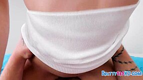 step siblings share a comfy bed with big cock pov fucking and shaved pussy riding