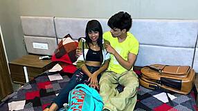 In this story, a female friend gets invited home by the amateur couple for a group study session with students