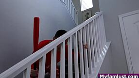 Dreaming of white christmas with cute teen riding big black cock