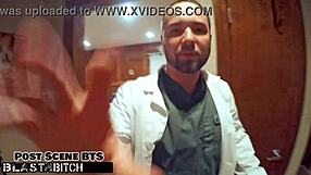 Student Caught in Deepthroat Action with Pierced Nipples and Shaved Pussy Spread