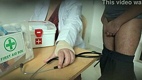 Doctor Giving Blowjob Secretly In Clinic To Patient With Hard Cock