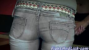 two european dykes start wrestling on the floor