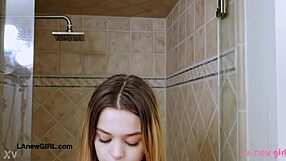 Blonde 18+ teen takes a relaxing bath experience