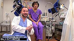 Student Caught in Deepthroat Action with Pierced Nipples and Shaved Pussy Spread