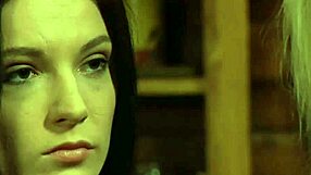 The busty pale lesbian slave with big natural tits gets bound and whipped hard.