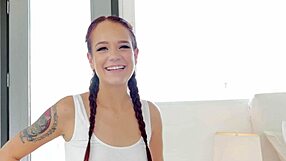 daisy love is this cute pigtailed 19 year old taking on a huge cock in pov blowjob before swallowing the massive cum load without using hands