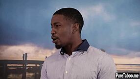 Sexy blonde teen jumps on big black cock for interracial blowjob and small tits action