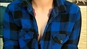 Oh, this stunning cute girl with tattoos feels so much passion edging her friend's cock to cumshot.