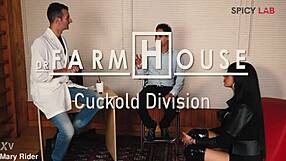 Dr Farmhouse unleashes intense brunette big tits cuckold action with old cum swallow domination