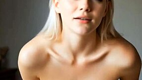 ai generated gorgeous skinny blonde contrasts her adorable look by riding horny in pov until orgasm