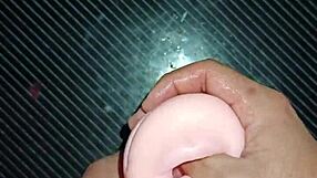 Amateur Blowjob and Creampie Quickie on Desk with Real Doll Slap and Handjob Foreplay