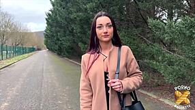 brunette french milf angela in lingerie hints at a steamy encounter with two studs in stockings