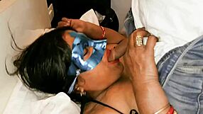 Chubby Indian aunty gets bent over and fucked hard by sneaky thief in lingerie