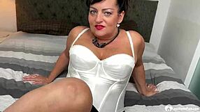 Look at me, your milf next door, stripping off clothes and teasing with oiled big tits and heels