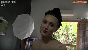 Luara Amaral teases with her big ass and wet shaved pussy in a steamy photoshoot. She bends in heels seducing the camera.