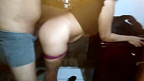 the shy neighbor with big natural tits teased me with her cleavage before bending over on all fours. her breasts bounced wildly as she rebolou in doggystyle