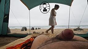 Random Sex on the Beach with a Stranger in Transparent Tent