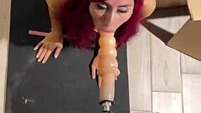 MY SEX MACHINE FUCKS DEEP THROAT WITH HUGE DILDO ON TEEN 18+ CAT GIRL IN HARDCORE FETISH BLOWJOB