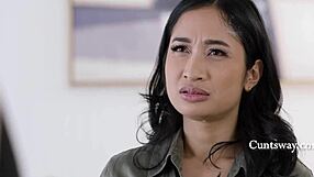 Oh, Avery Black and Helena explore that strap-on vibe in a cute Asian-Black boss seduction scene