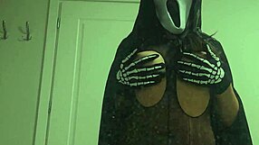 Horny Ghostface GF Sneaks In for Wet Pussy Ride in Doggystyle and Cowgirl