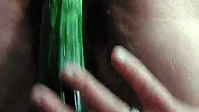 Emotional Rush As Granny Inserts Cucumber Into Hairy Pussy