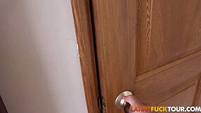 Sexy latina gags on huge cock with sloppy deepthroat! Then bends over for rough anal pounding!