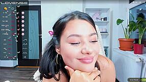 huge tits asian milf in lingerie poses seductively before petite milf strips to reveal her hot pierced body