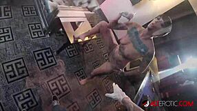 Peek at tattooed skinny slut Sully Savage bent over for big cock doggystyle in erotic backstage action