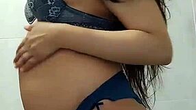 Pregnant Colombian Babe Bluee Masturbates With Natural Tits In Homemade Fetish Video For You