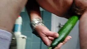 Emotional Rush As Granny Inserts Cucumber Into Hairy Pussy