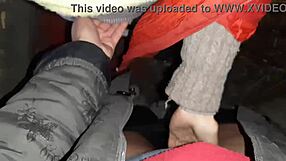 Brunette couple shares passionate autumn romantic sex in hut with hairy beaver and mutual masturbation