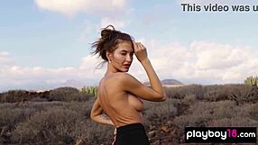 Extra skinny brunette russian hottie taya vai poses nude outdoor in natural setting