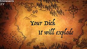 I can't believe how this little red riding hood teases with her big natural tits and hairy pussy while riding my huge cock