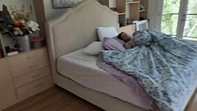 A teasing pearl necklace hints at horny stepmom's wet pussy desires.