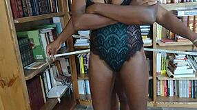 Curious ebony babes Naejae and Paris compare their sexy big asses in intriguing French body fetish play.