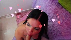 Sexy latina deepthroats cock and rides it hard in lingerie