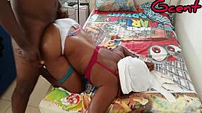 Hot Black Babe Takes Big Cock Doggystyle in Wet Tight Pussy