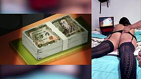 exotic ebony babe reacts to hot hentai blowjobs with cumshots on big tits and throat while showing off her fat ass