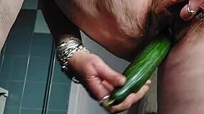 Emotional Rush As Granny Inserts Cucumber Into Hairy Pussy