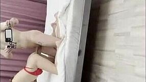 Blonde cougar bends over for a quick doggystyle pounding from her young lover in homemade fun