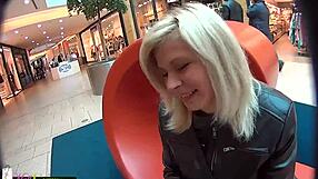 Oh gosh, I mean, this cute czech teen is like masturbating outdoor in public near the shop, so horny...